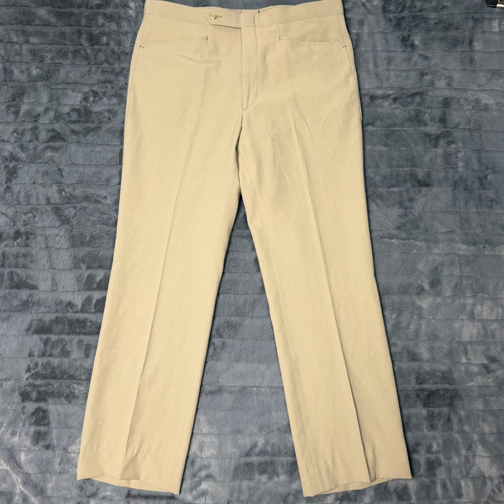 Sansabelt Jaymar-Ruby Vintage Tan Khaki Slacks Mens 35x30 Beltless Trousers